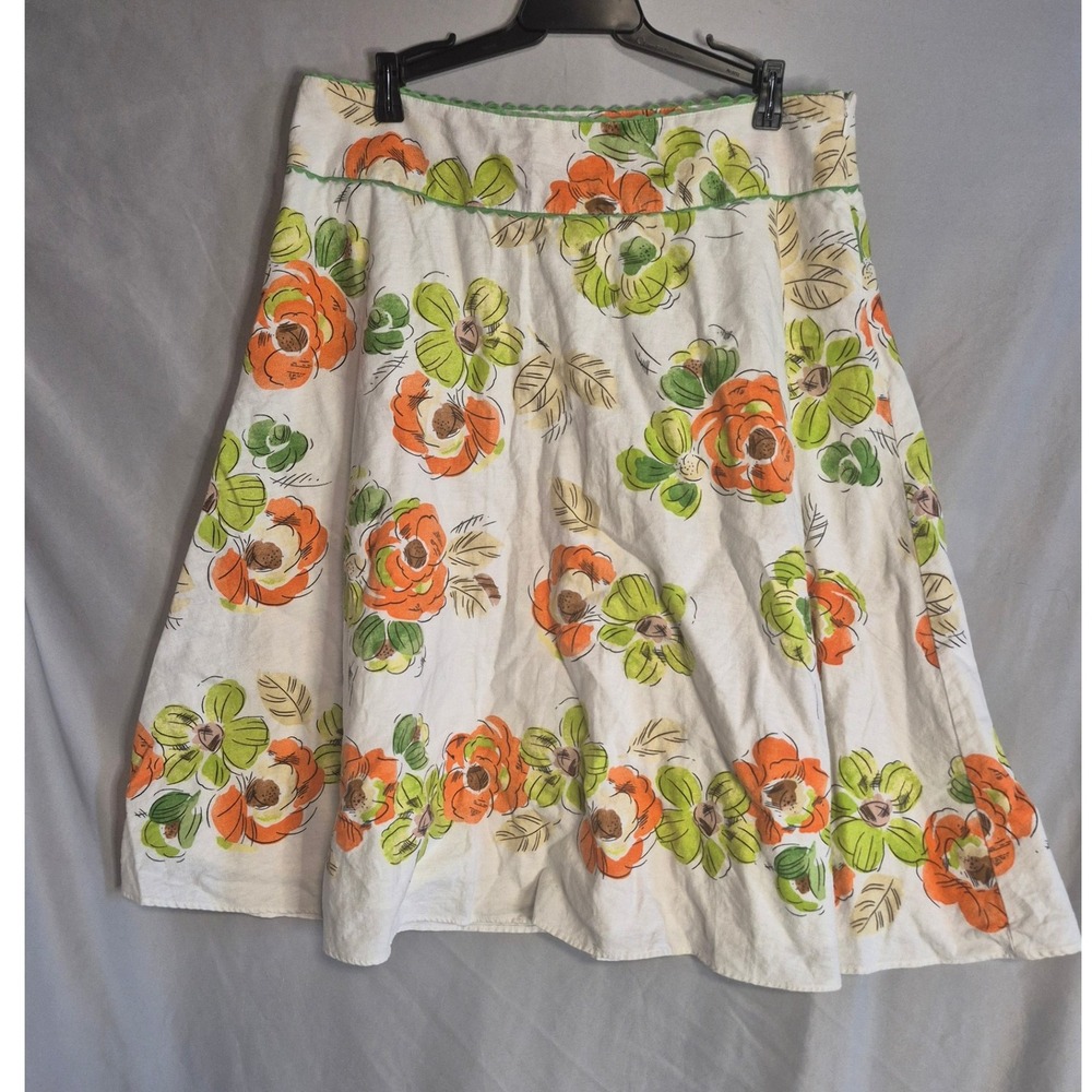 Liz Claiborne‎ Floral Print Skirt Womens Size 12 Linen Blend A-Line